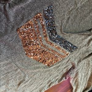 Sequined Chevroned light hoodie sweater.